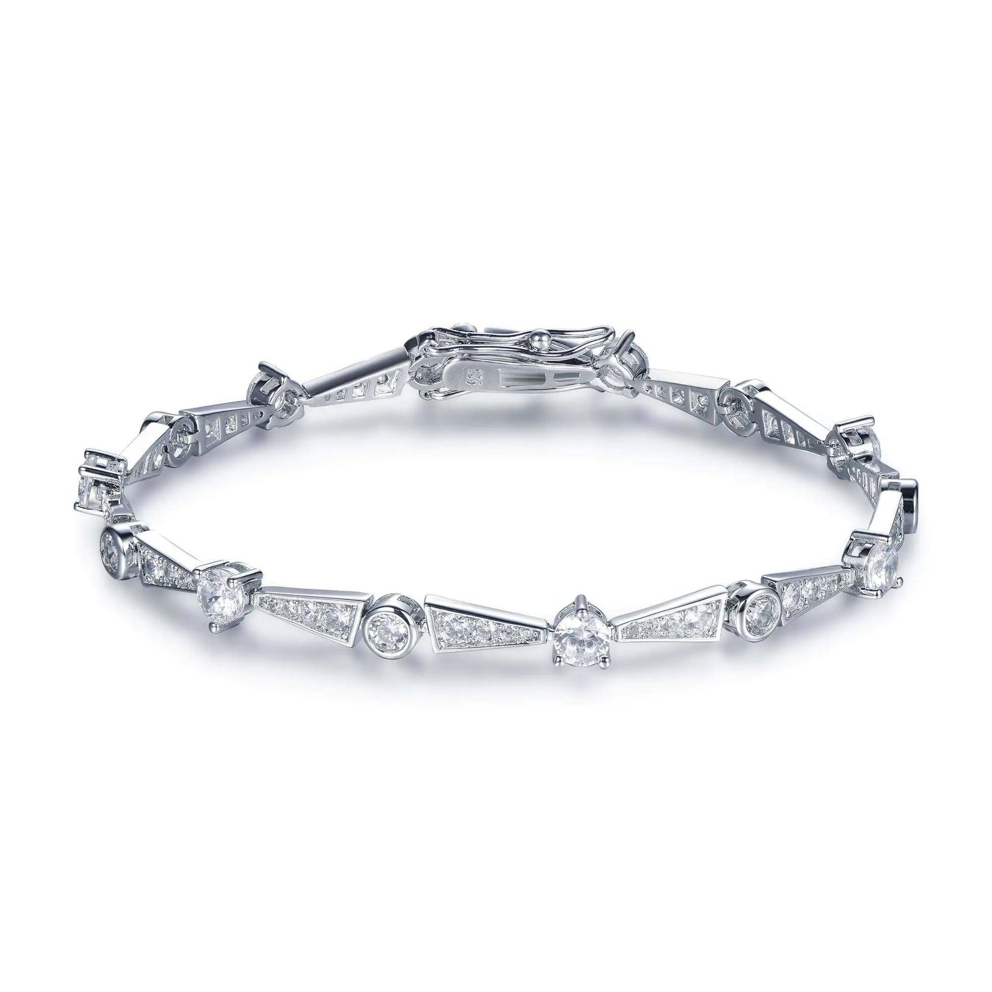 Wholesale Silver CZ Lab Created Diamond Statement Bar Link Bracelet