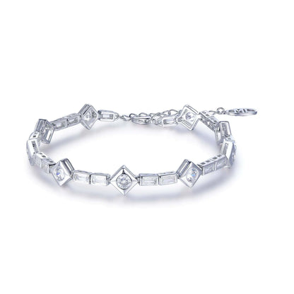 Wholesale Silver CZ Lab Created Diamond Statement Geometric Bracelet