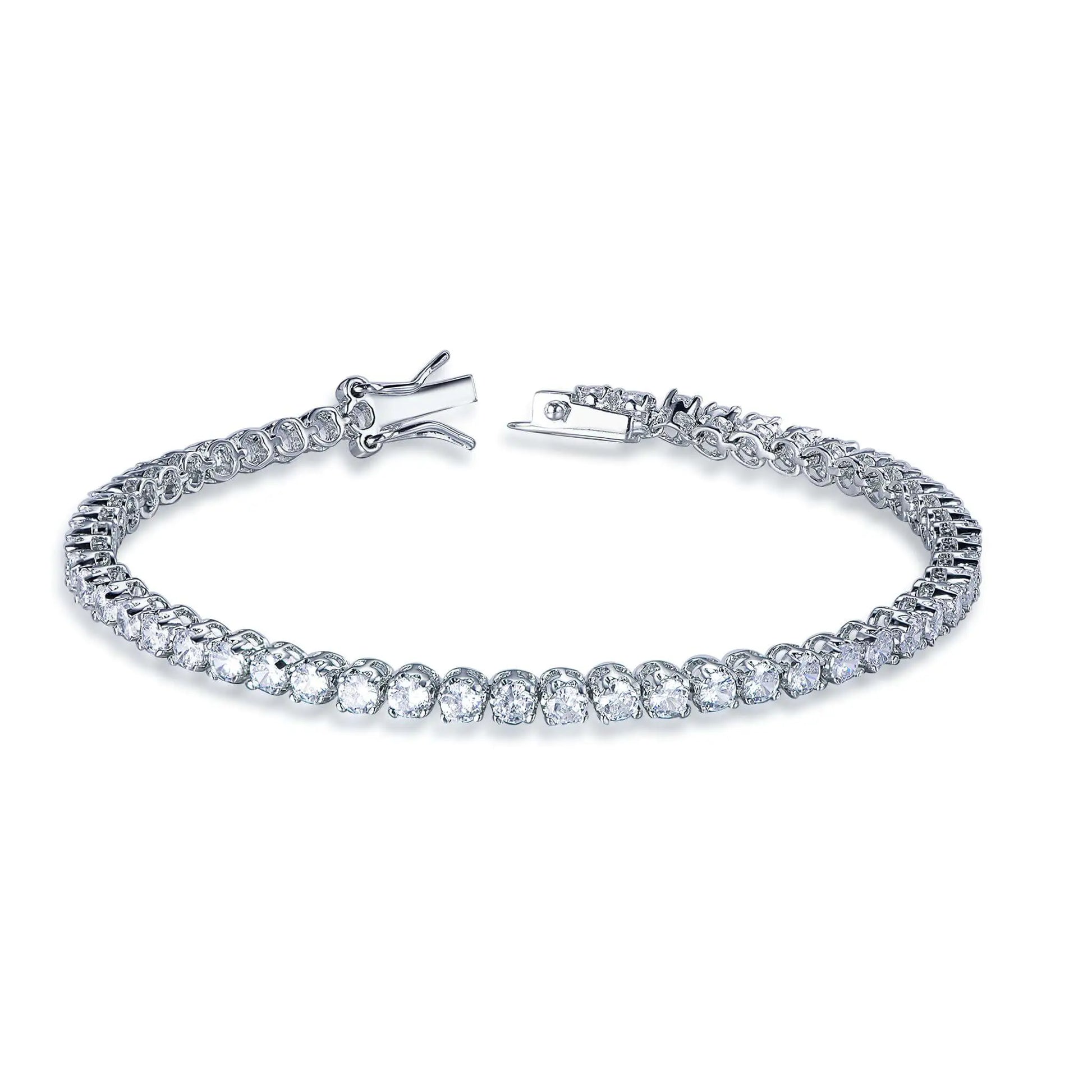 Wholesale Silver CZ Lab Created Diamond Thin 4 Prong Tennis Bracelet