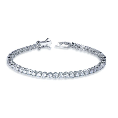 Wholesale Silver CZ Lab Created Diamond Thin 4 Prong Tennis Bracelet