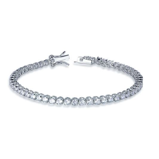 Wholesale Silver CZ Lab Created Diamond Thin 4 Prong Tennis Bracelet