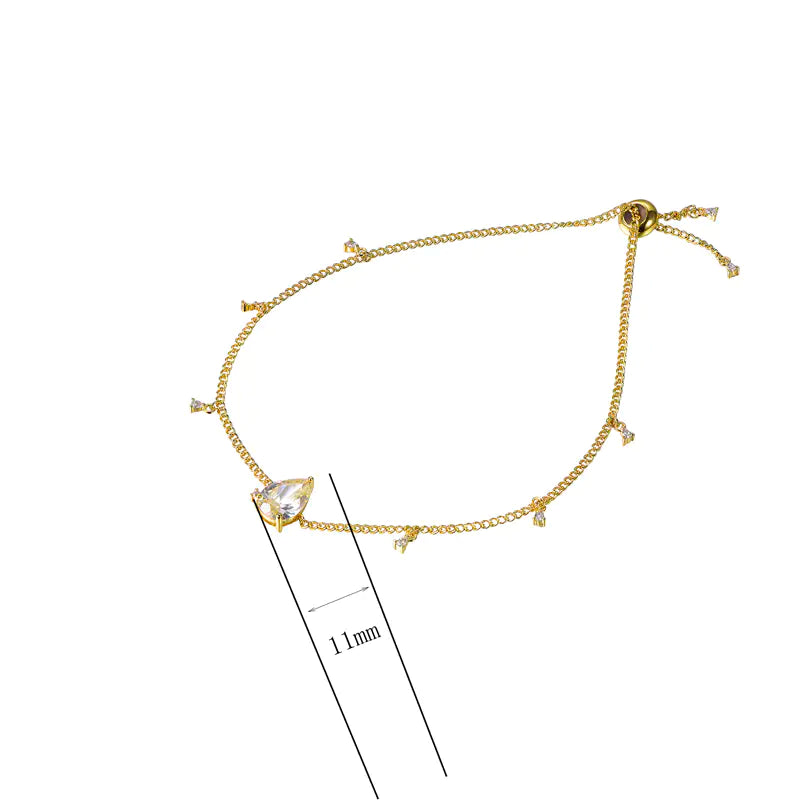 Wholesale Silver CZ Minimalist Chain Charm Bracelet