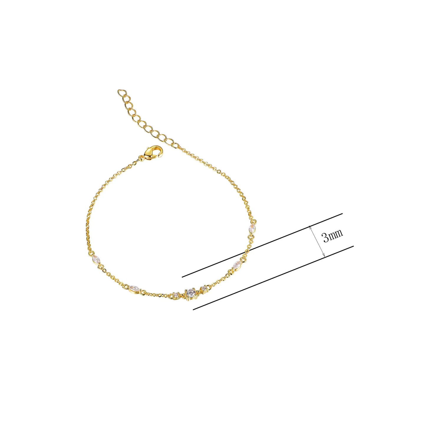 Wholesale Silver CZ Minimalist Thin Chain Bracelet