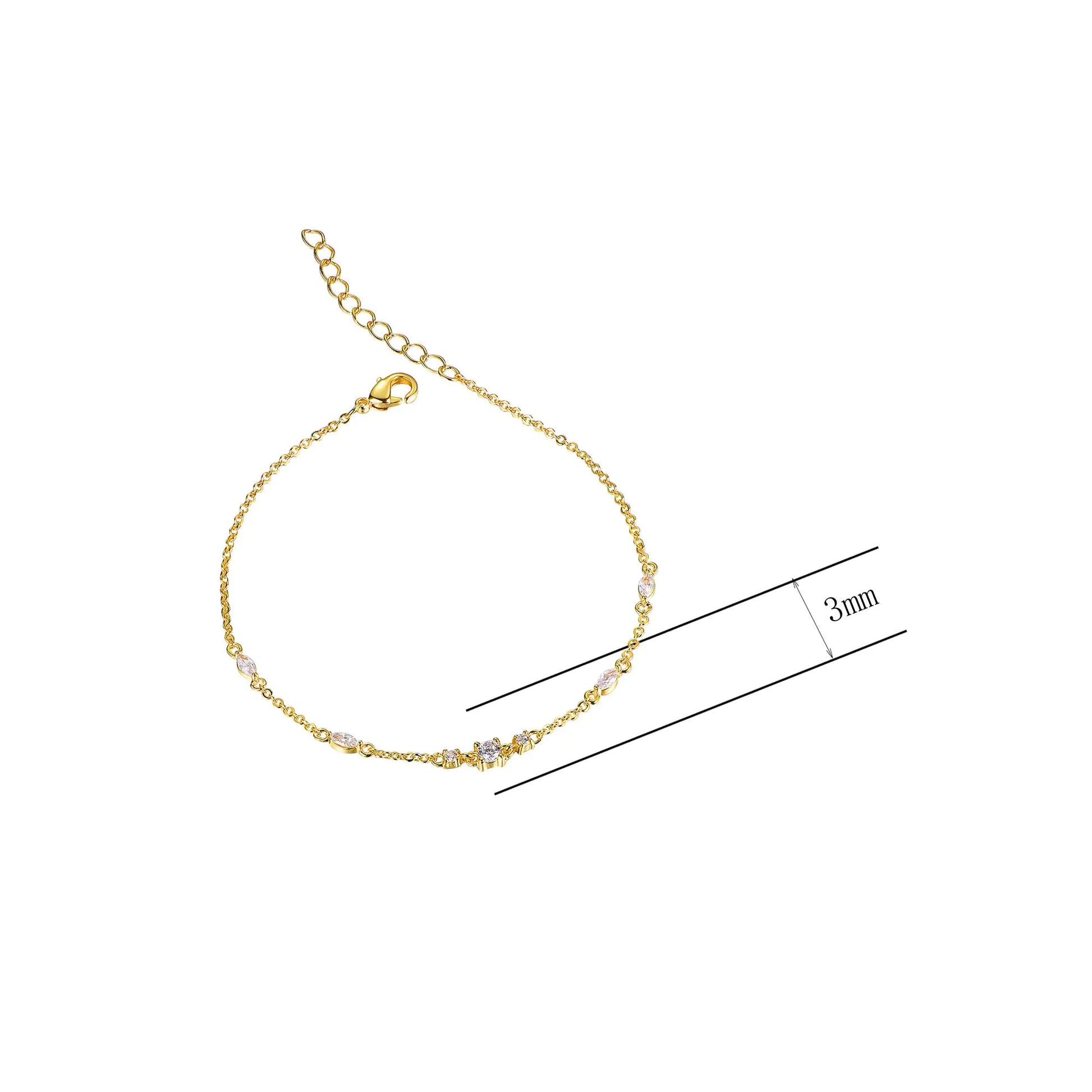 Wholesale Silver CZ Minimalist Thin Chain Bracelet