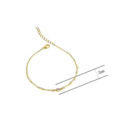 Wholesale Silver CZ Minimalist Thin Chain Bracelet