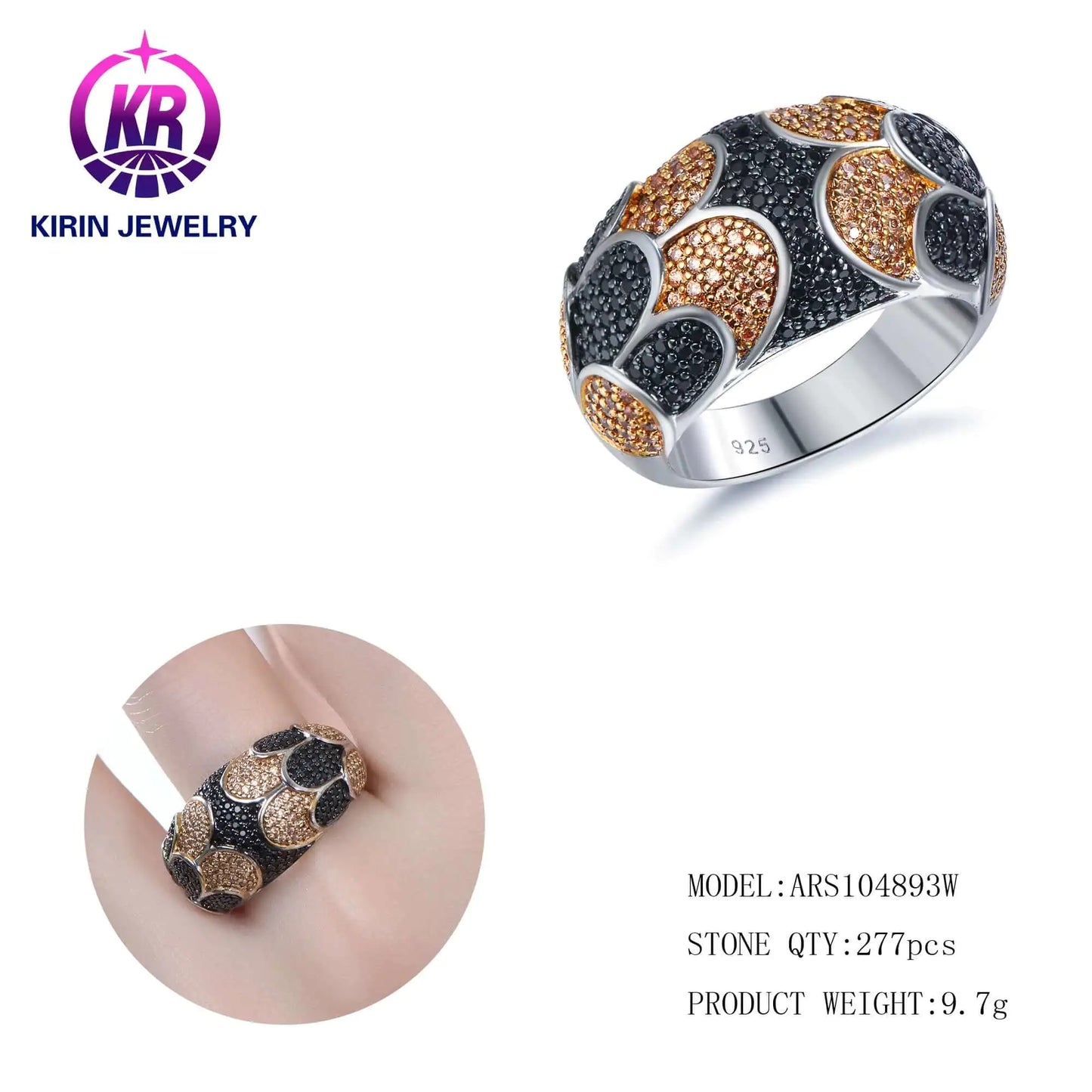 Wholesale Silver CZ Nano Snakeskin Pattern Engagement Large Statement Rings for Women
