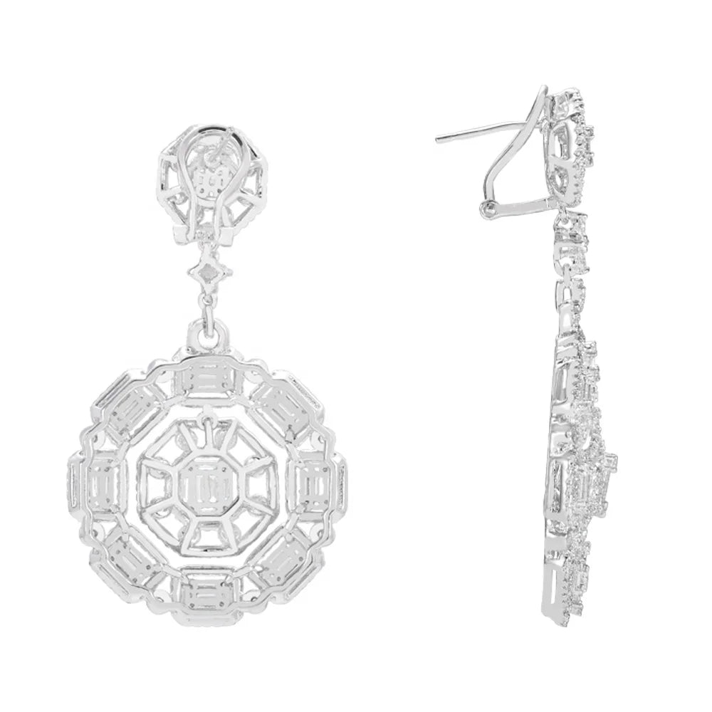 Wholesale 925 Silver Cubic Zircon Octagon Dainty Dangle Earrings
