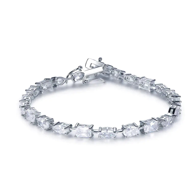 Wholesale Silver CZ Oval Pear Marquise Rectangle Lab Diamond Tennis Bracelets
