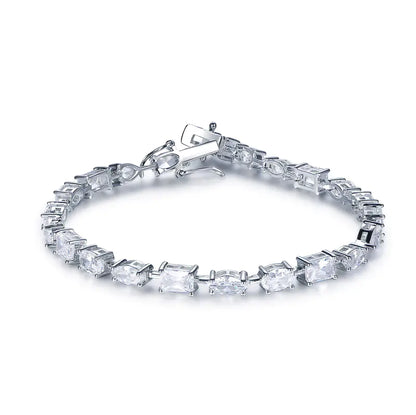 Wholesale Silver CZ Oval Pear Marquise Rectangle Lab Diamond Tennis Bracelets