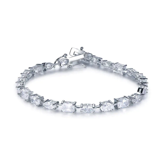 Wholesale Silver CZ Oval Pear Marquise Rectangle Lab Diamond Tennis Bracelets