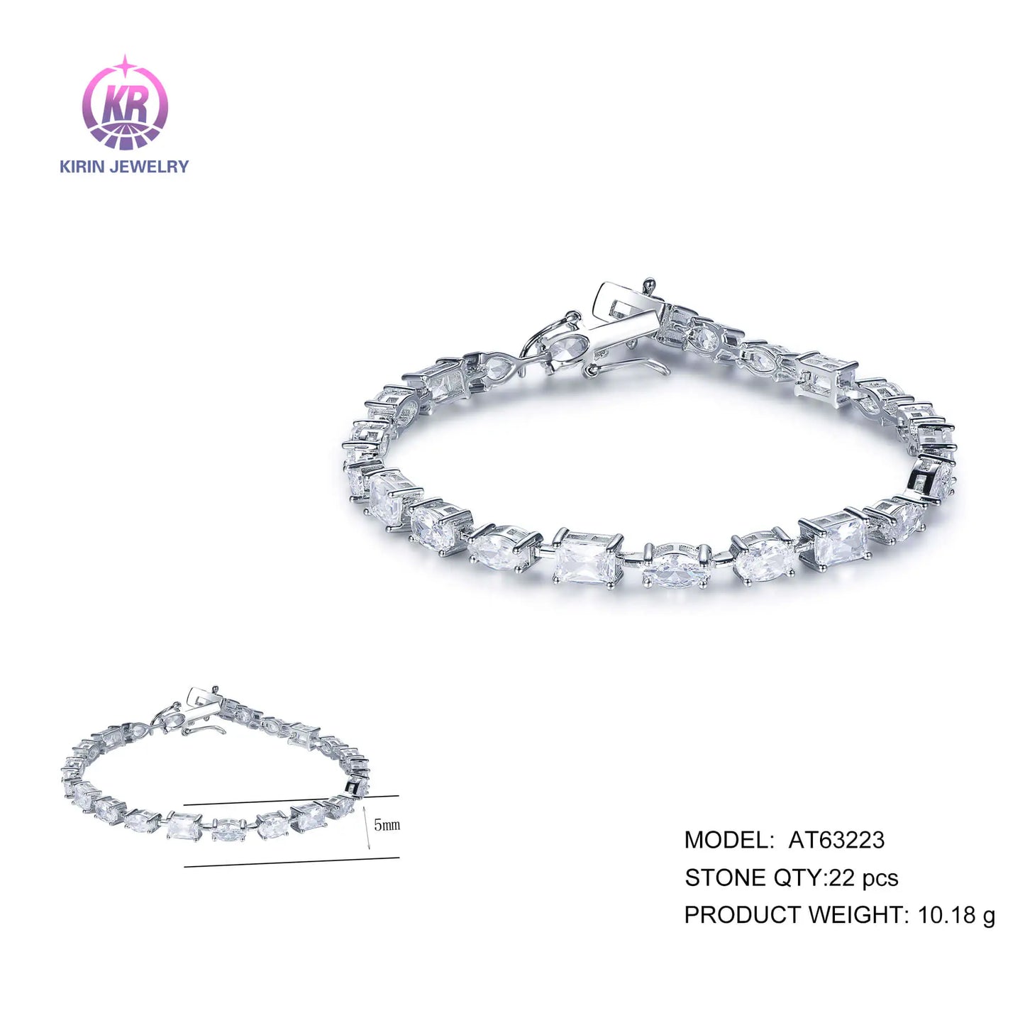 Wholesale Silver CZ Oval Pear Marquise Rectangle Lab Diamond Tennis Bracelets for Women