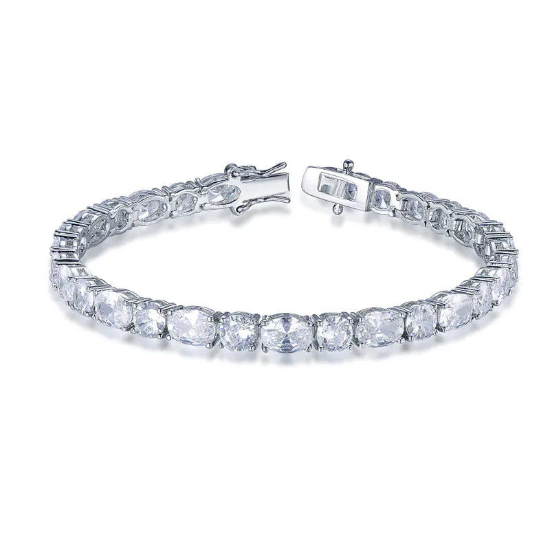 Wholesale Silver CZ Oval & Round Lab Created Diamonds Tennis Bracelet​