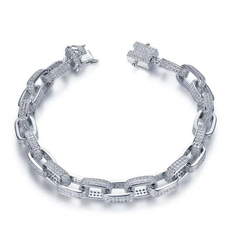 Wholesale Silver CZ Pave Simulated Diamond Statement Interlocking Bracelet