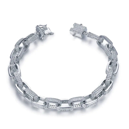 Wholesale Silver CZ Pave Simulated Diamond Statement Interlocking Bracelet