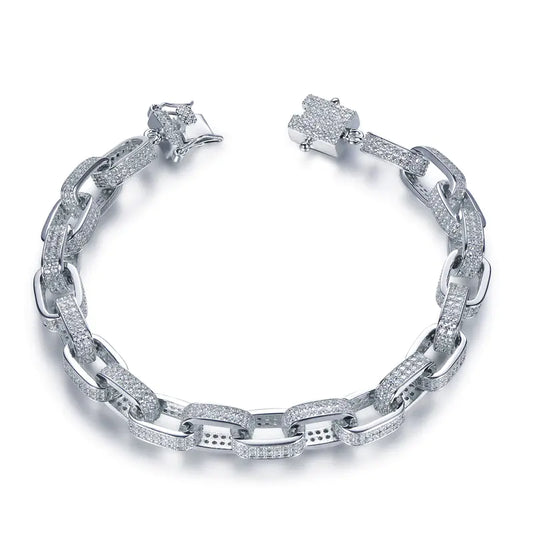 Wholesale Silver CZ Pave Simulated Diamond Statement Interlocking Bracelet
