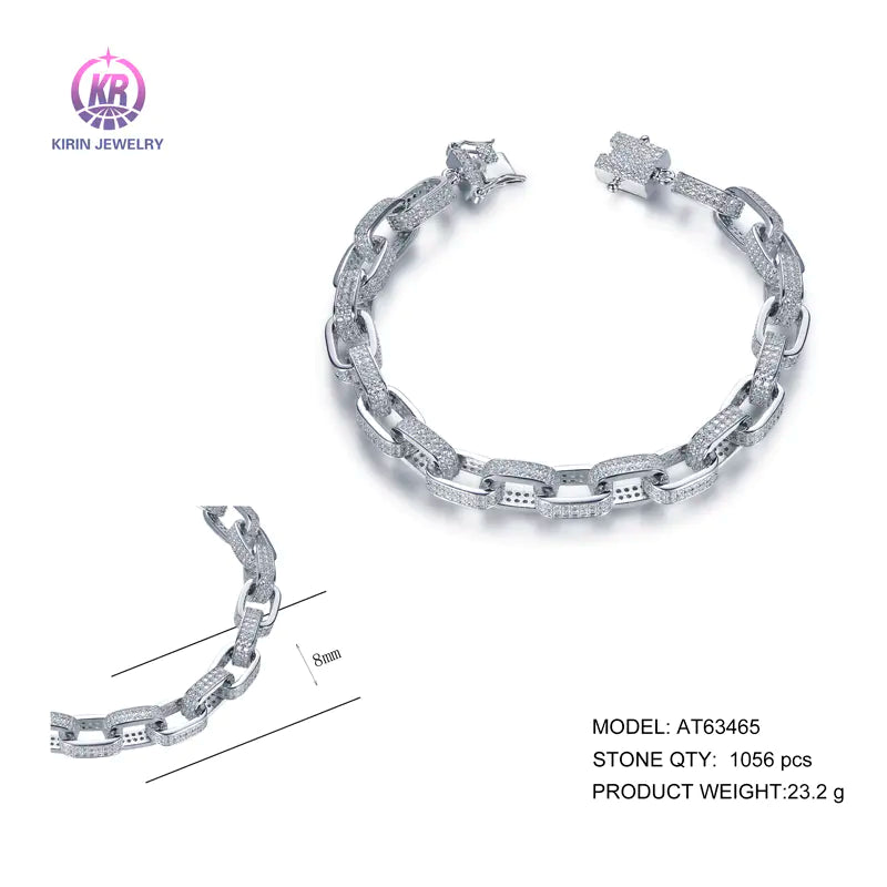 Wholesale Silver CZ Pave Simulated Diamond Statement Interlocking Bracelet for Women