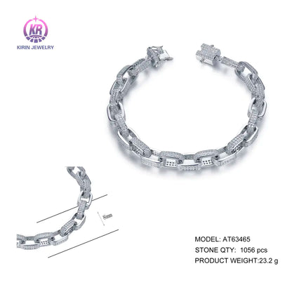 Wholesale Silver CZ Pave Simulated Diamond Statement Interlocking Bracelet for Women
