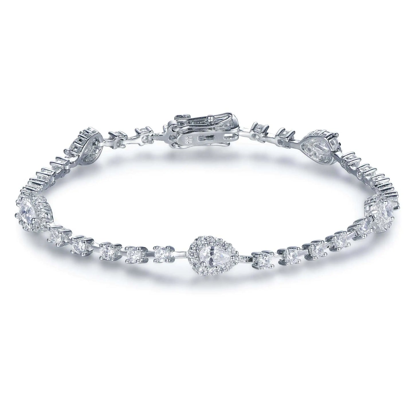 Wholesale Silver CZ Pear Round Lab Diamond Tennis Bracelet​