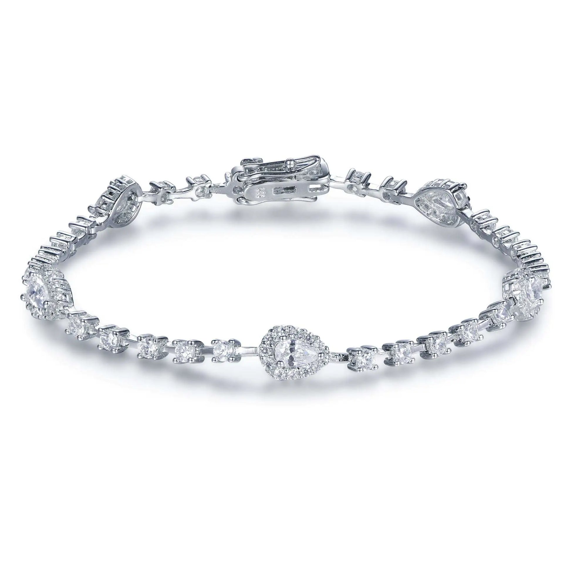 Wholesale Silver CZ Pear Round Lab Diamond Tennis Bracelet​