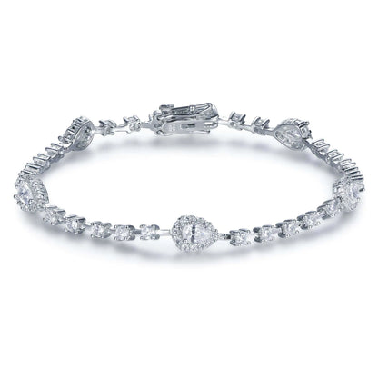 Wholesale Silver CZ Pear Round Lab Diamond Tennis Bracelet​
