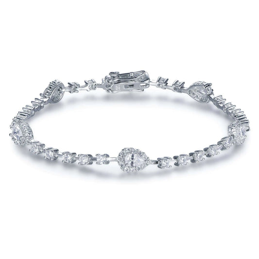 Wholesale Silver CZ Pear Round Lab Diamond Tennis Bracelet​