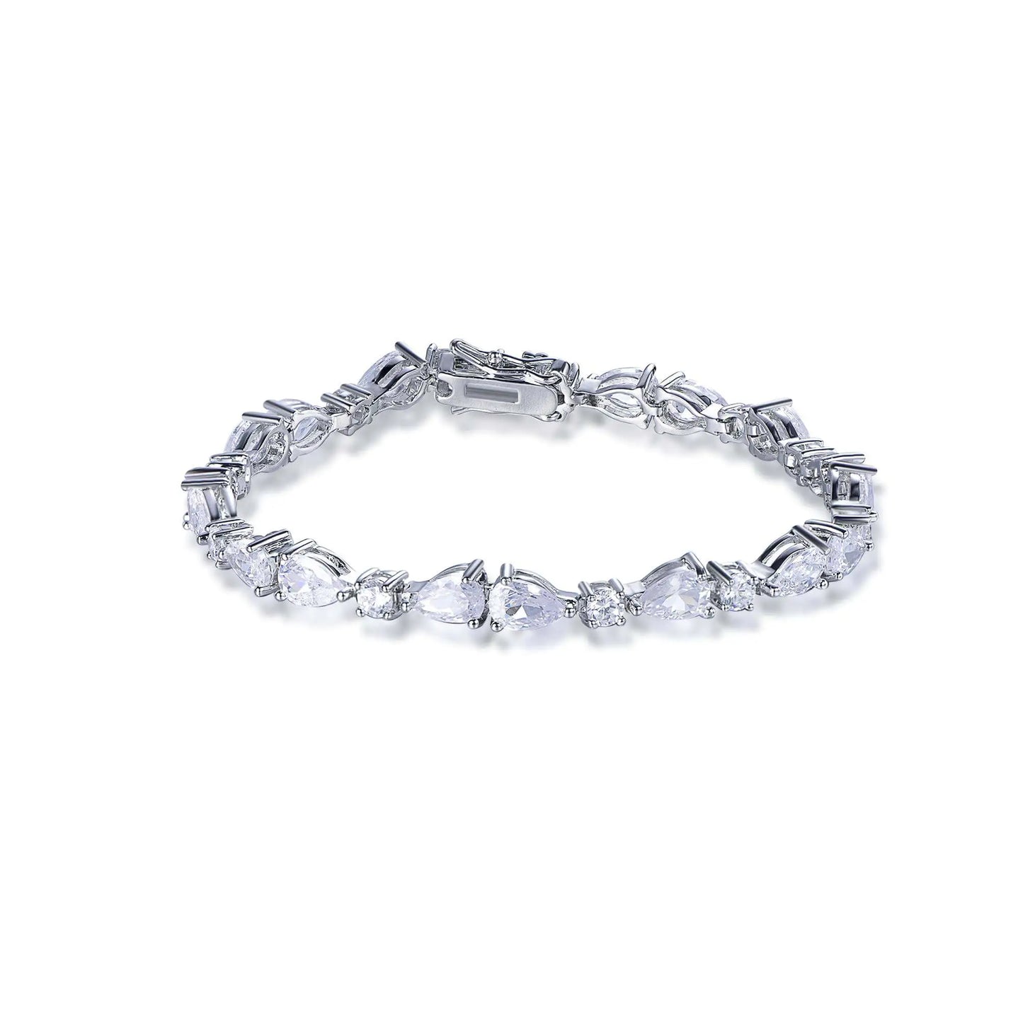 Wholesale Silver CZ Pear Round Lab Diamonds Tennis Bracelet