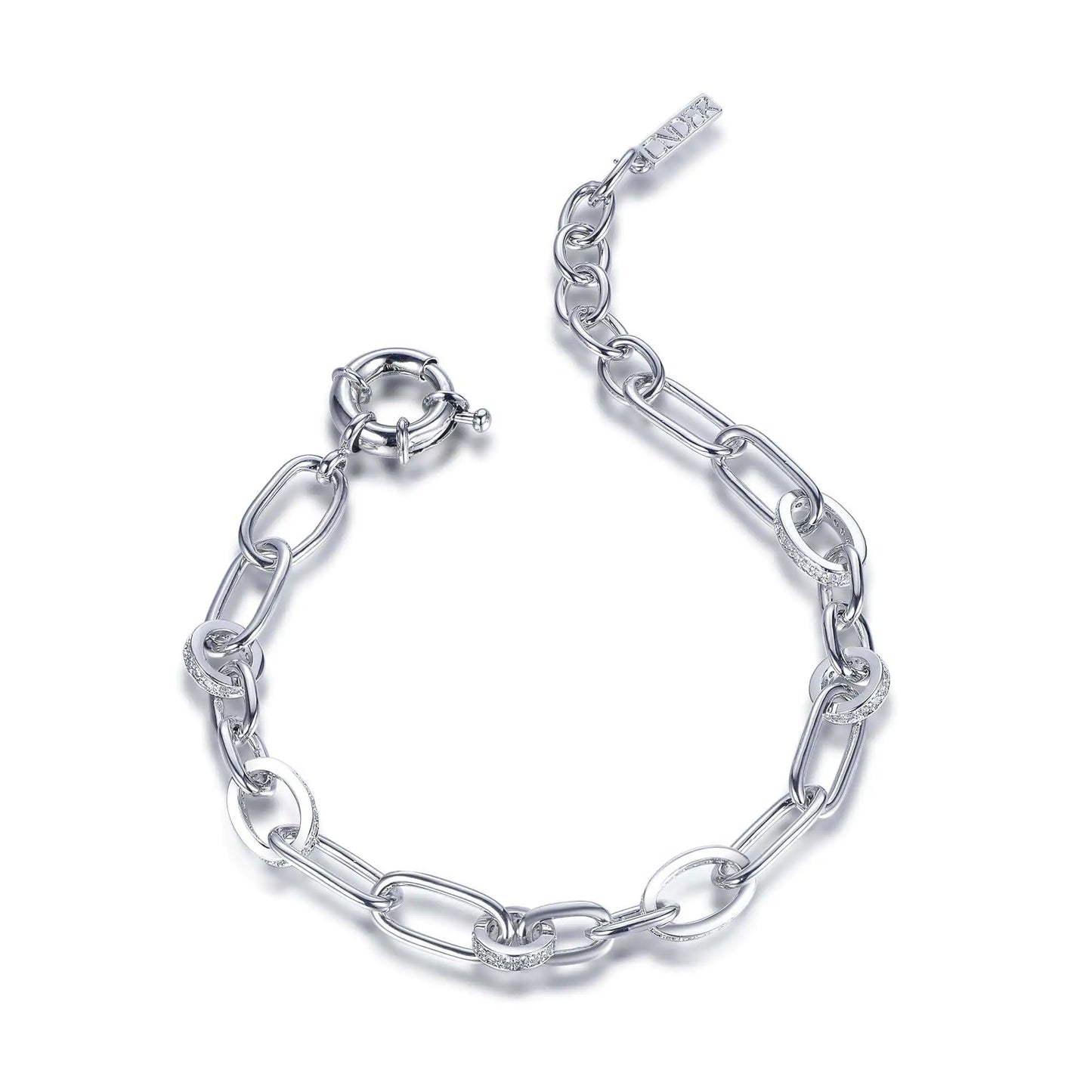 Wholesale Silver CZ Personalized Adjustable Paperclip Chain Bracelet