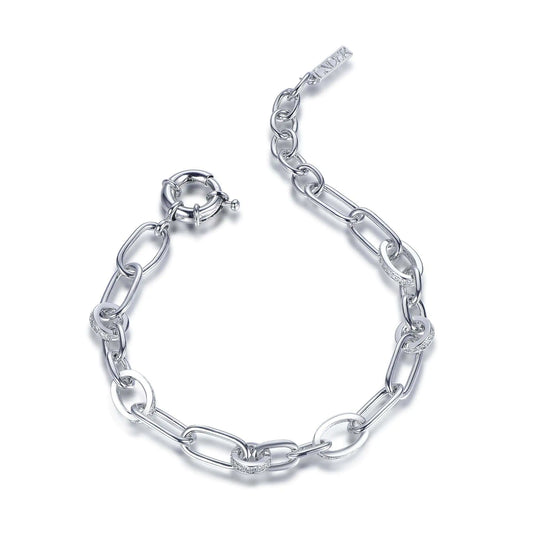 Wholesale Silver CZ Personalized Adjustable Paperclip Chain Bracelet