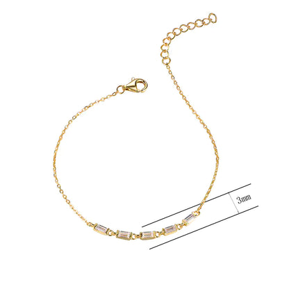 Wholesale Silver CZ Personalized Rectangle Link Bracelet