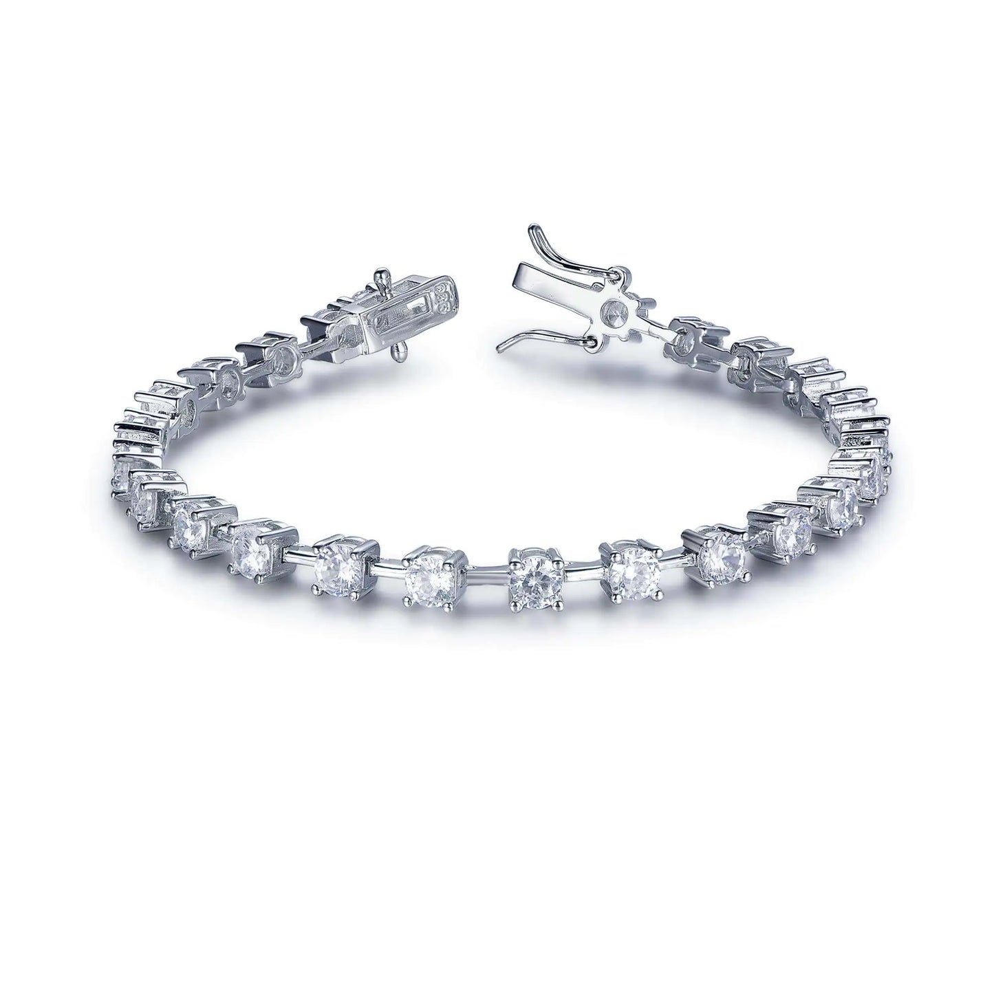 Wholesale Silver CZ Rectangle Simulated Diamond Link Bracelet