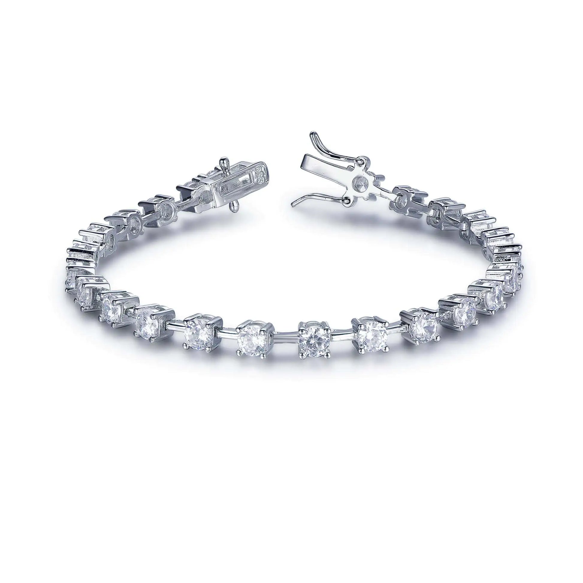 Wholesale Silver CZ Rectangle Simulated Diamond Link Bracelet