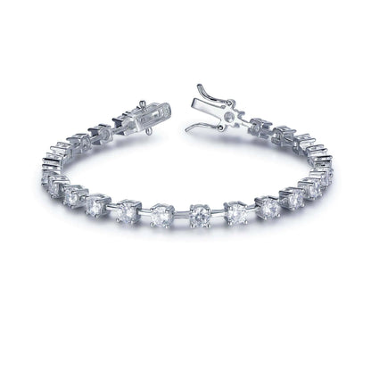 Wholesale Silver CZ Rectangle Simulated Diamond Link Bracelet