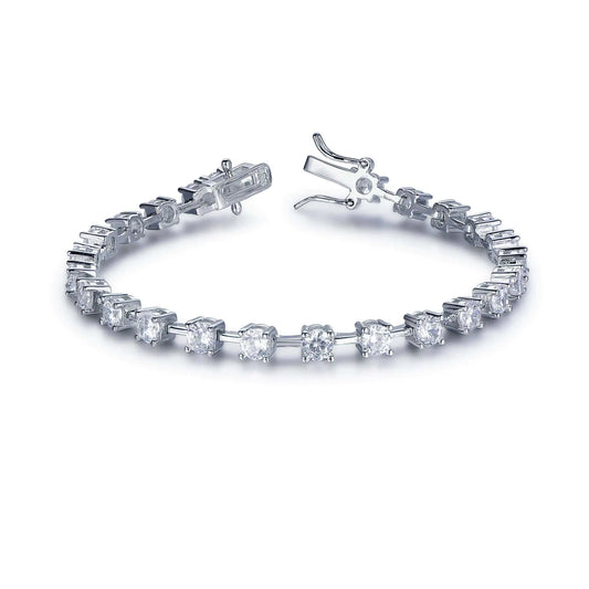 Wholesale Silver CZ Rectangle Simulated Diamond Link Bracelet