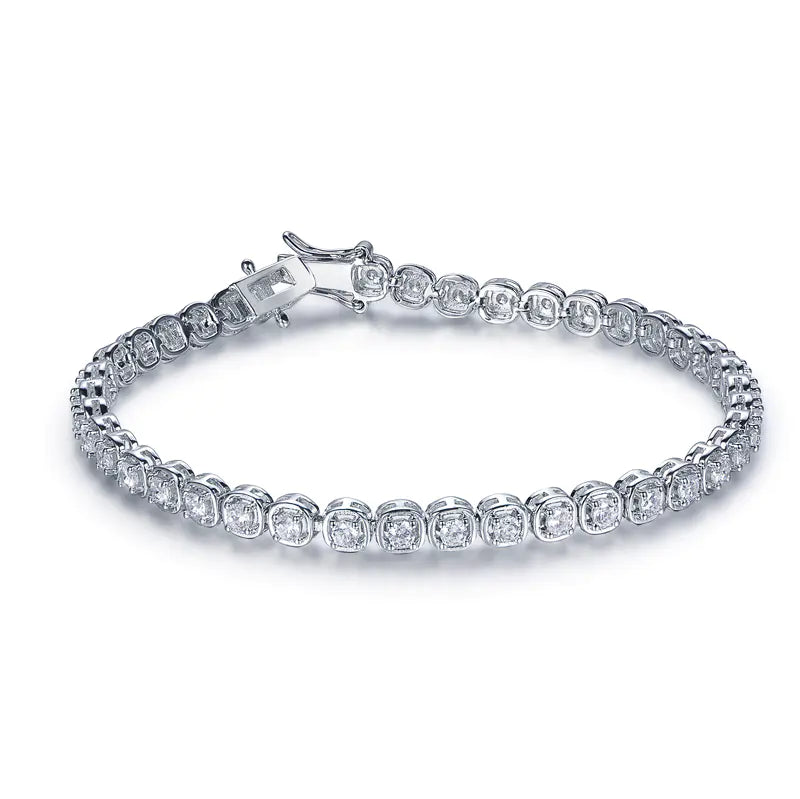 Wholesale Silver CZ Round Cut Lab Created Diamond Classic Tennis Bracelet​