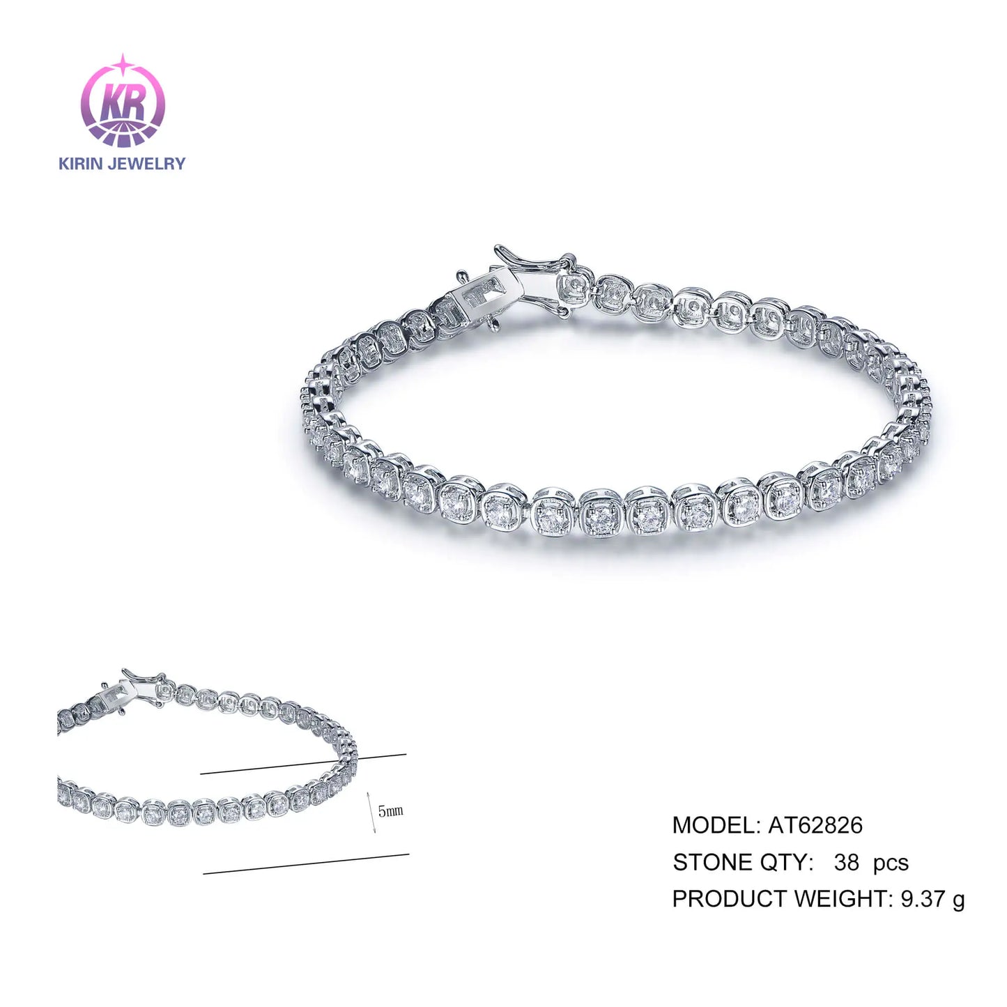 Wholesale Silver CZ Round Cut Lab Created Diamond Classic Tennis Bracelet​ for Women