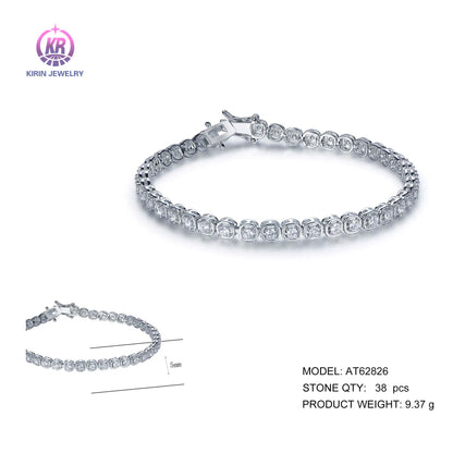 Wholesale Silver CZ Round Cut Lab Created Diamond Classic Tennis Bracelet​ for Women