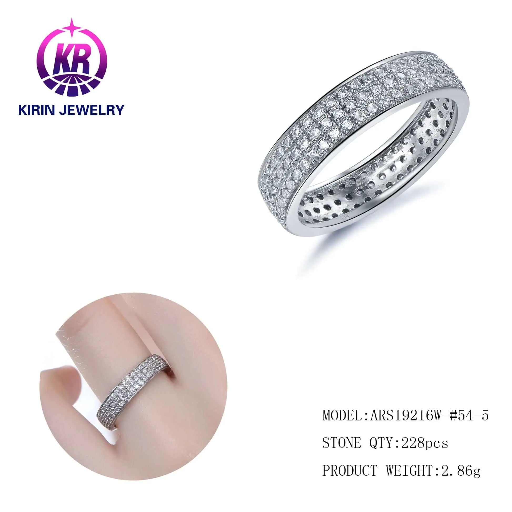 Wholesale Silver CZ Round Cut Lab Created Diamond Eternity Band Engagement Ring for Women