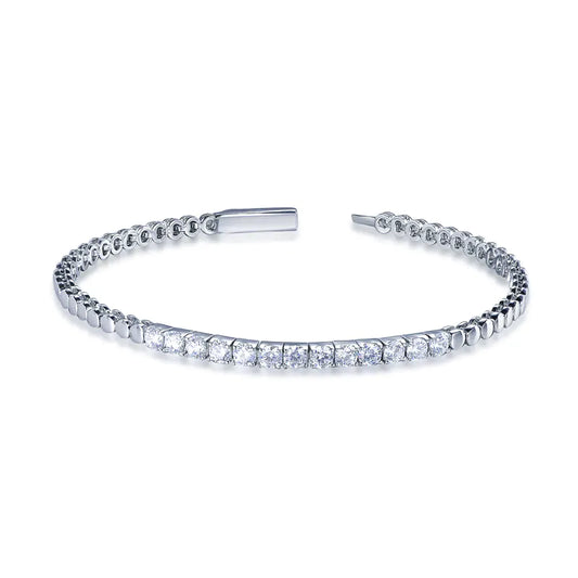 Wholesale Silver CZ Round Lab Created Diamond Bezel Tennis Bracelet