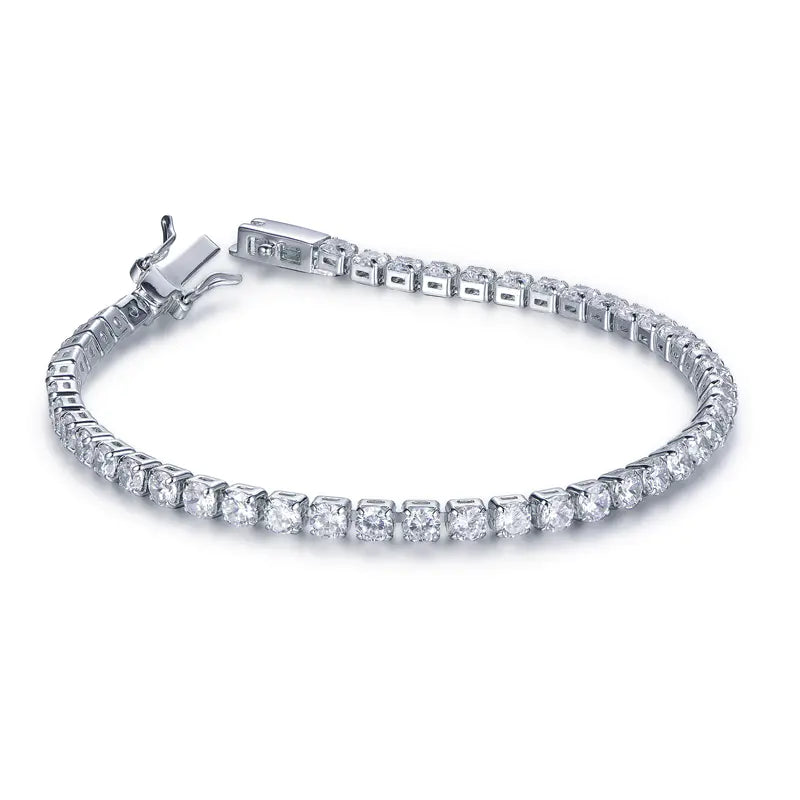 Wholesale Silver CZ Round Lab Created Thin Diamond Tennis Bracelet