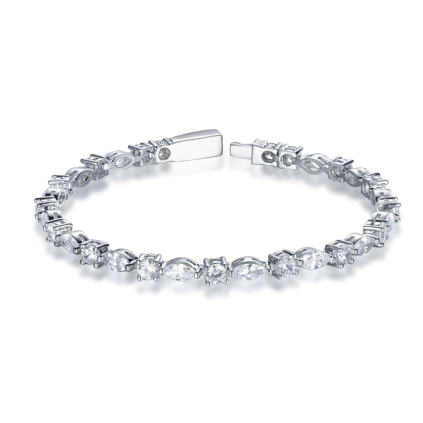 Wholesale Silver CZ Round Marquise Lab Created Diamond Tennis Bracelet