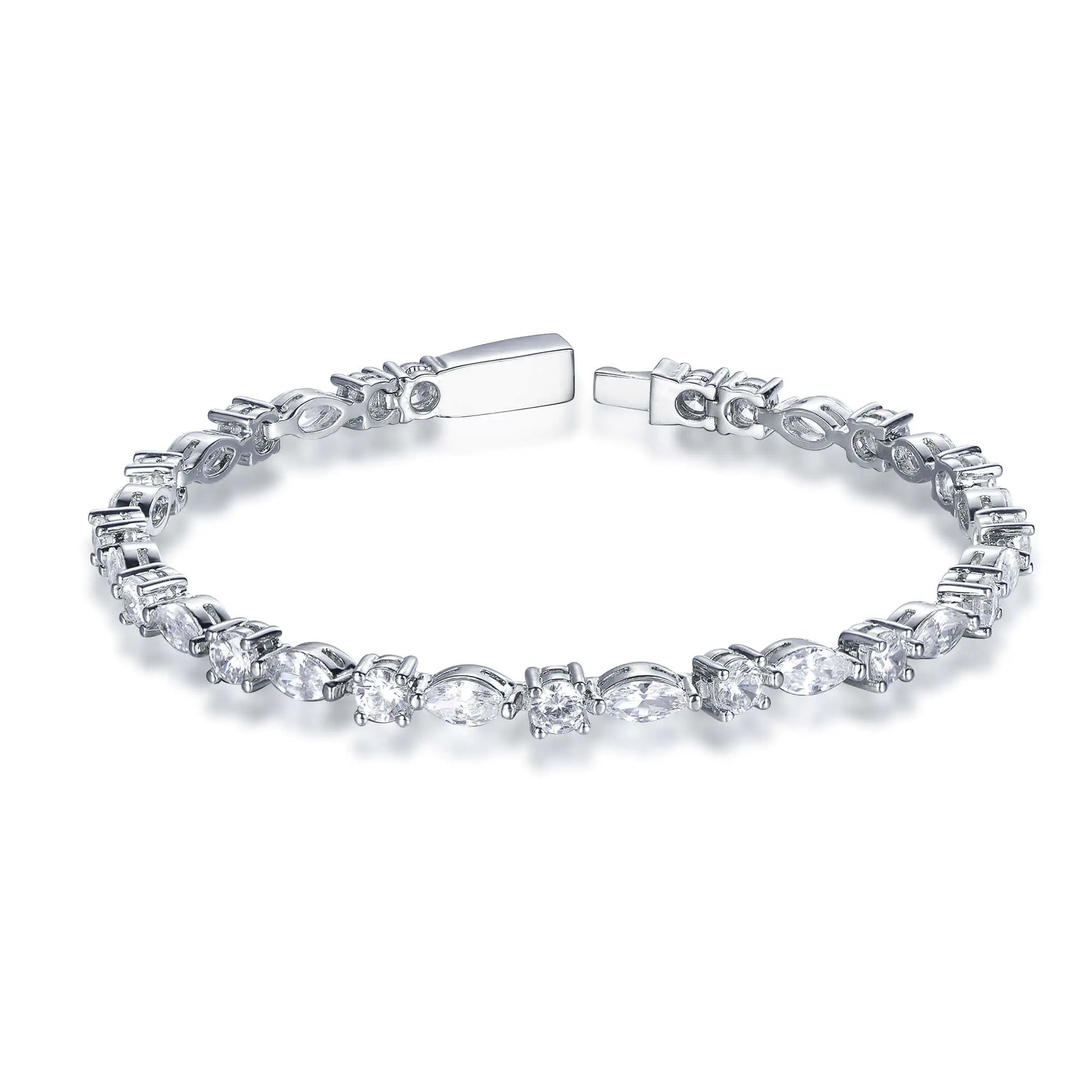 Wholesale Silver CZ Round Marquise Lab Created Diamond Tennis Bracelet