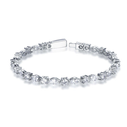 Wholesale Silver CZ Round Marquise Lab Created Diamond Tennis Bracelet