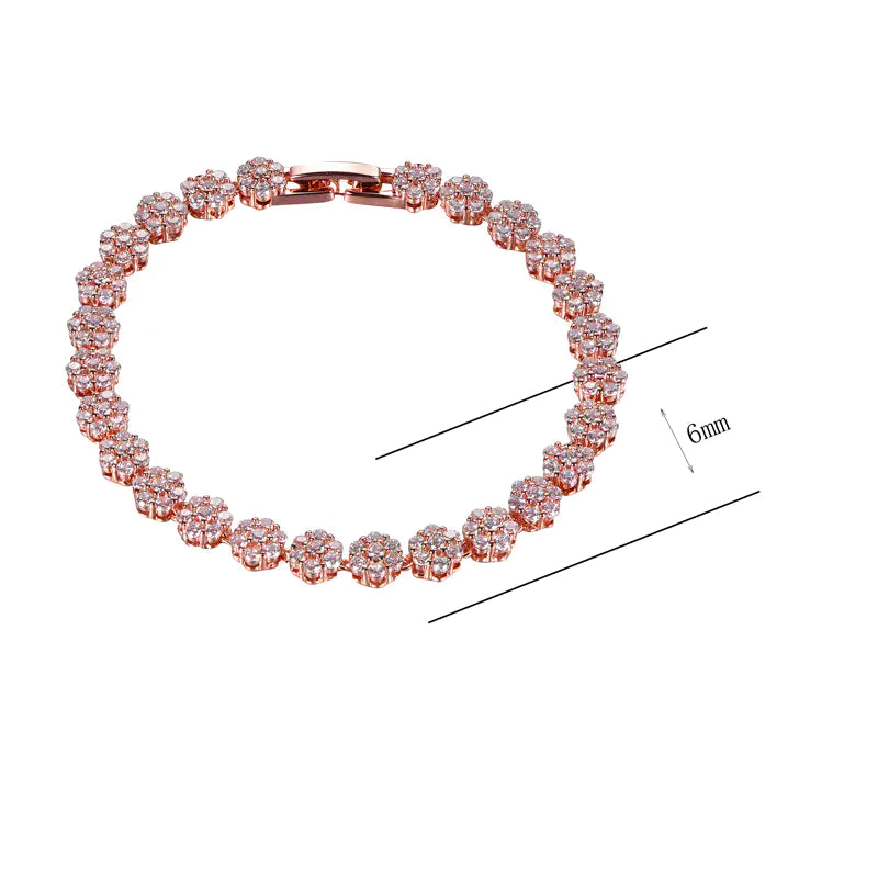 Wholesale Silver CZ Simulated Diamond Cluster Tennis Bracelet