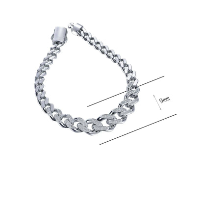 Wholesale Silver CZ Simulated Diamond Cuban Link Bracelet