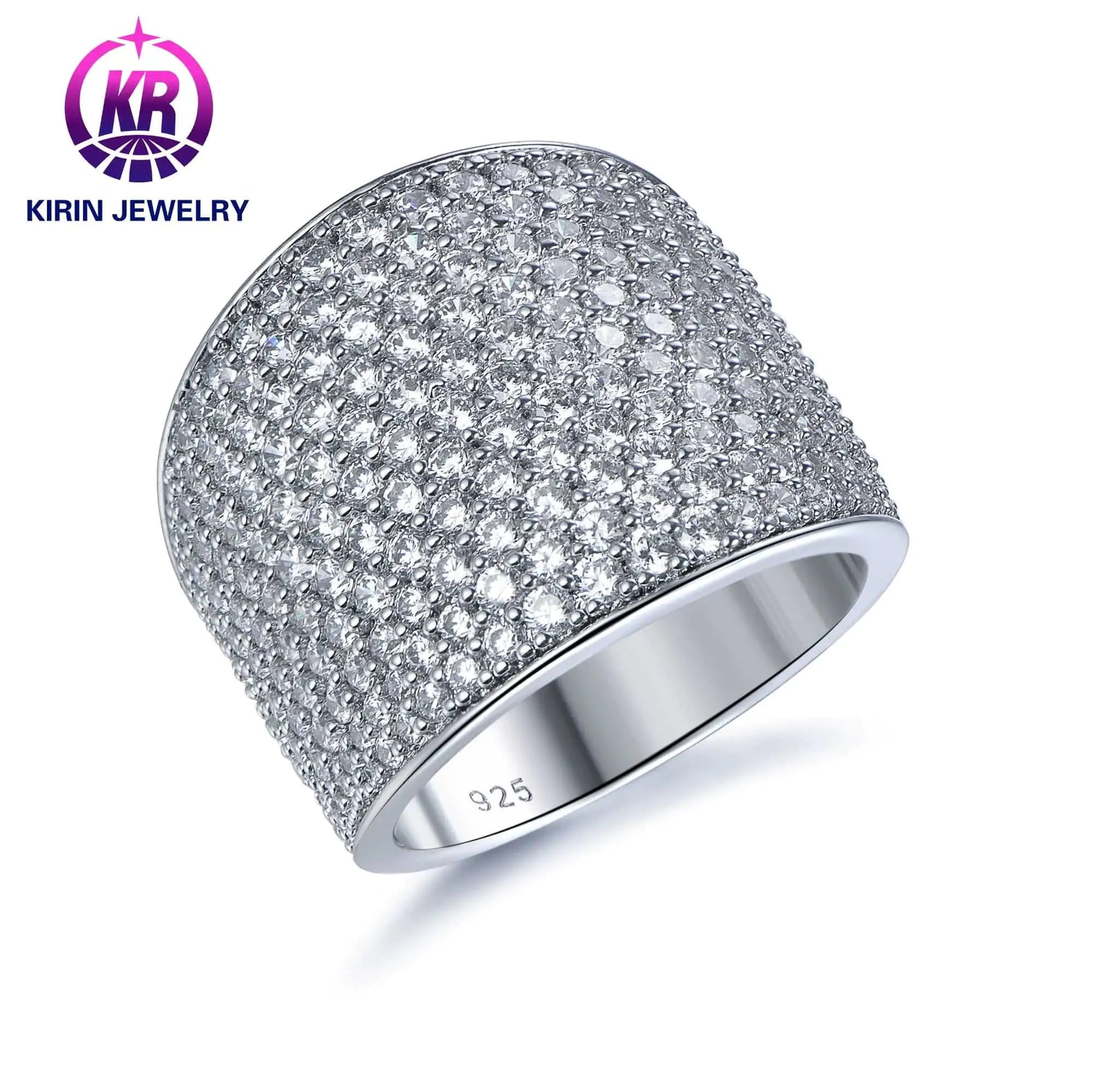 Wholesale Silver CZ Simulated Diamond Full Eternity Cluster Engagement Ring