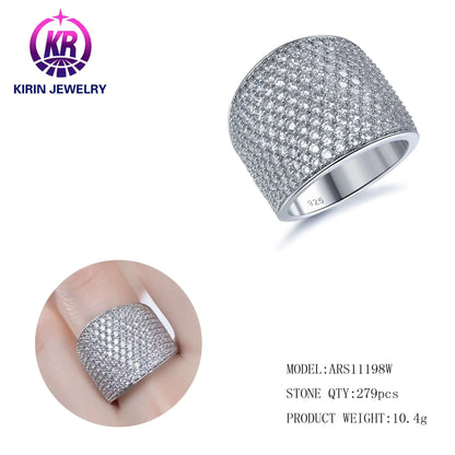 Wholesale Silver CZ Simulated Diamond Full Eternity Cluster Engagement Ring for Women