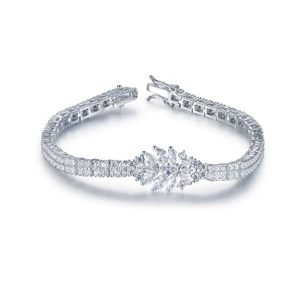Wholesale Silver CZ Simulated Diamond Leaf Personalized Tennis Bracelet