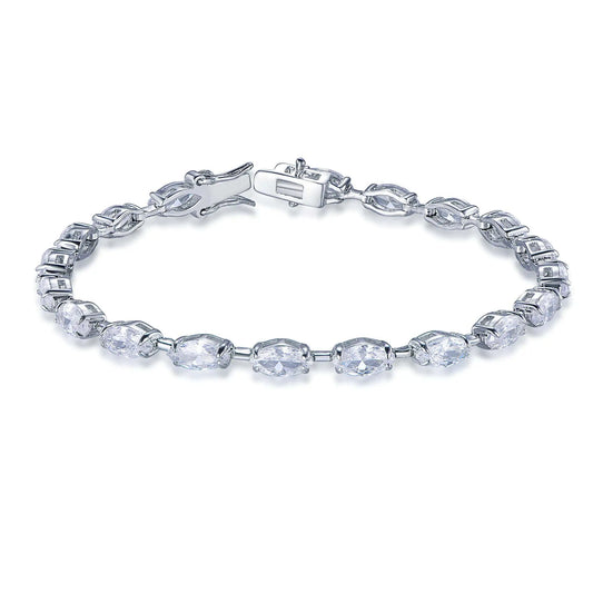 Wholesale Silver CZ Simulated Diamond Marquise Tennis Bracelet​