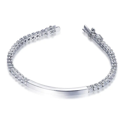 Wholesale Silver CZ Simulated Diamond Thin Tennis Bar Link Bracelet