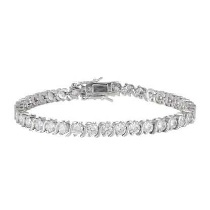 Wholesale Silver CZ Solitaire Swirl S Wave Tennis Bracelet​